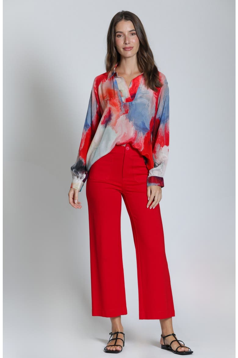 Print Popover Top, Alternate, color, RED BLUE MULTI