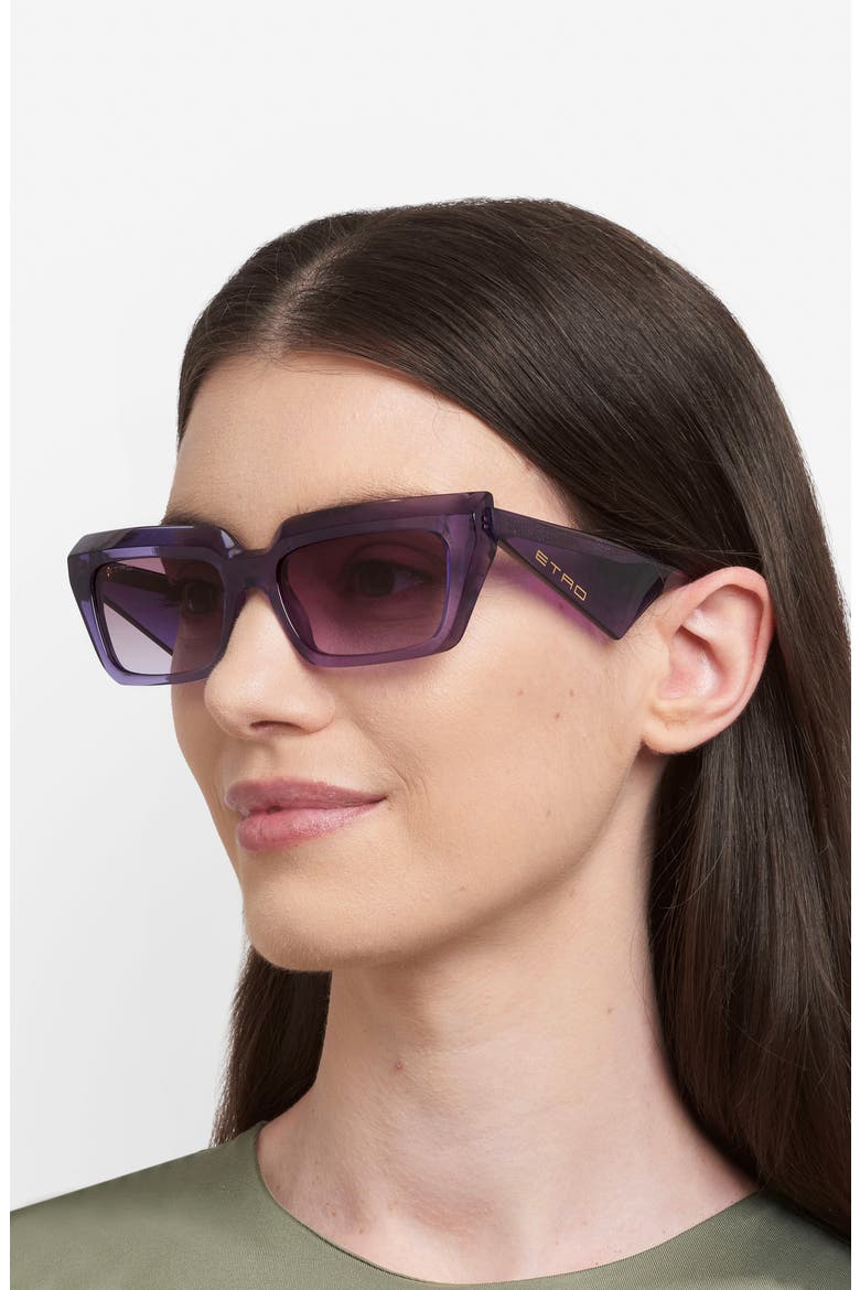 55mm Rectangular Sunglasses, Alternate, color, VIOLET/ BROWN VIOLET DS