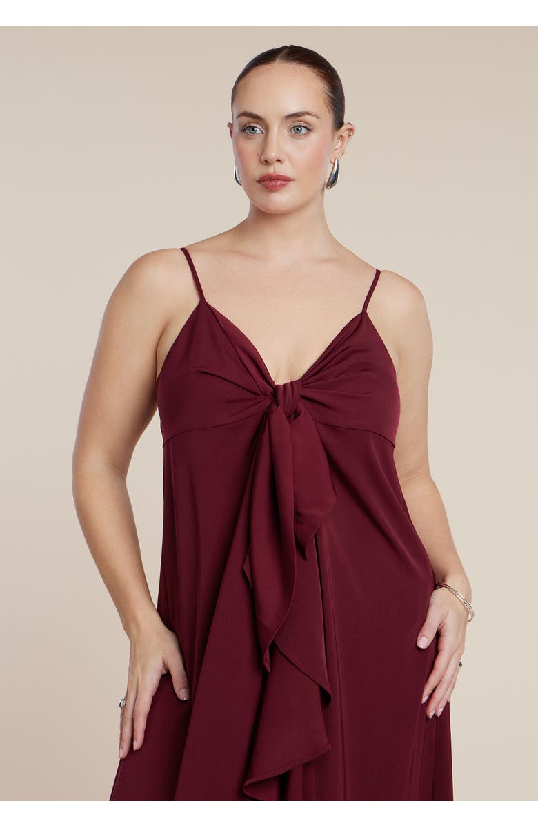 ELOQUII Tie-Front Ruffle Duster, Alternate, color, Wine