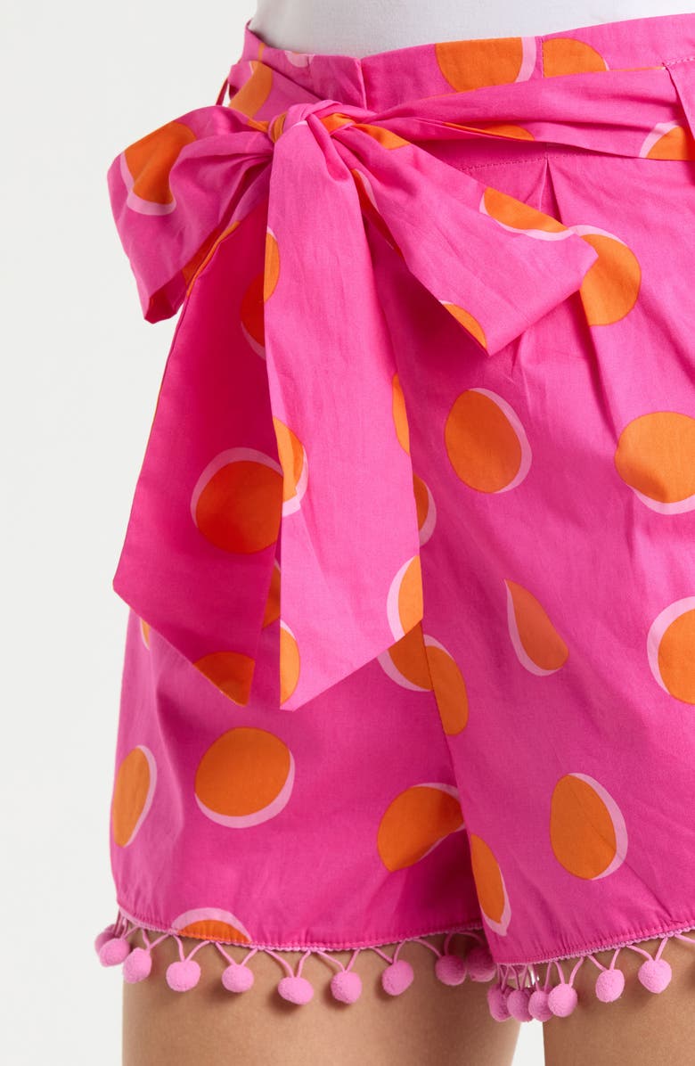 SUGARLIPS Rosy Polka Dot Pompom Cotton Shorts, Alternate, color, 
