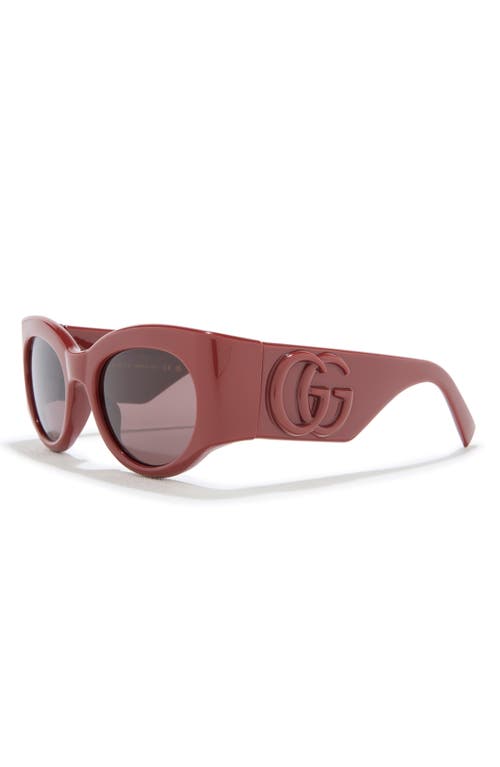 Gucci 53mm Modified Cat Eye Sunglasses In Burgundy