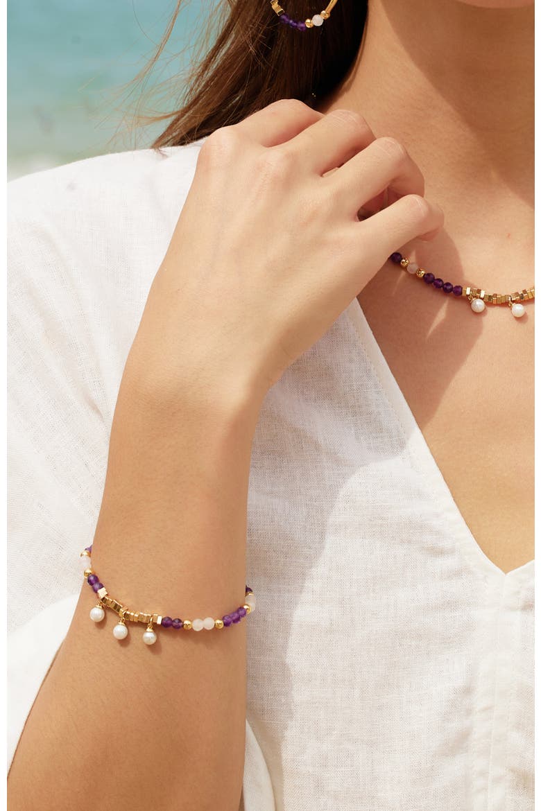 Poseidon Bracelet, Alternate, color, Purple & White & Gold