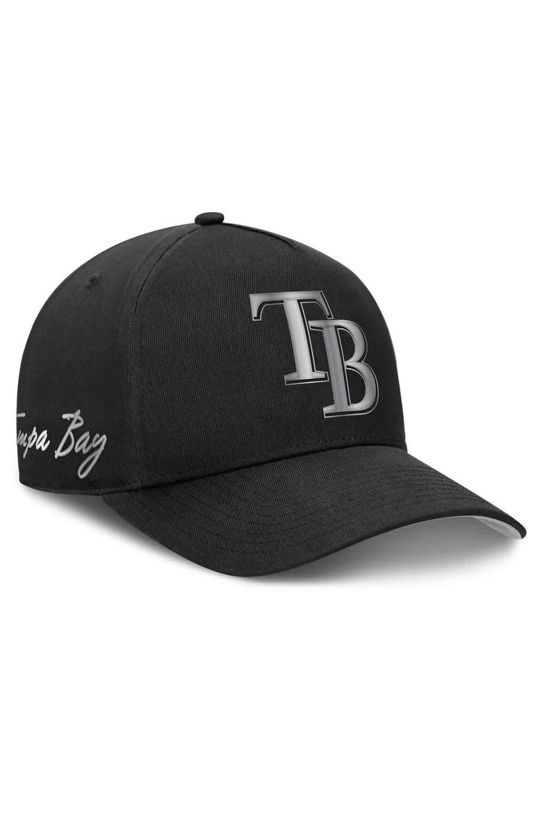 Men's Nike Black Tampa Bay Rays Rise Dri-FIT A-Frame Adjustable Hat, Main, color, Black
