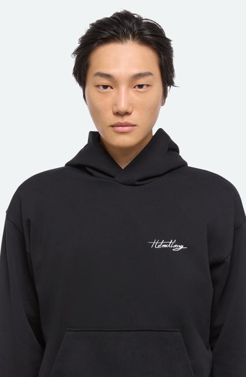 Helmut Lang Sketch Compact Cotton Graphic Hoodie In Black