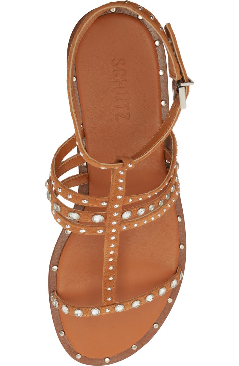 Schutz Isidora Studded Ankle Strap Sandal, Alternate, color, Desert Brown