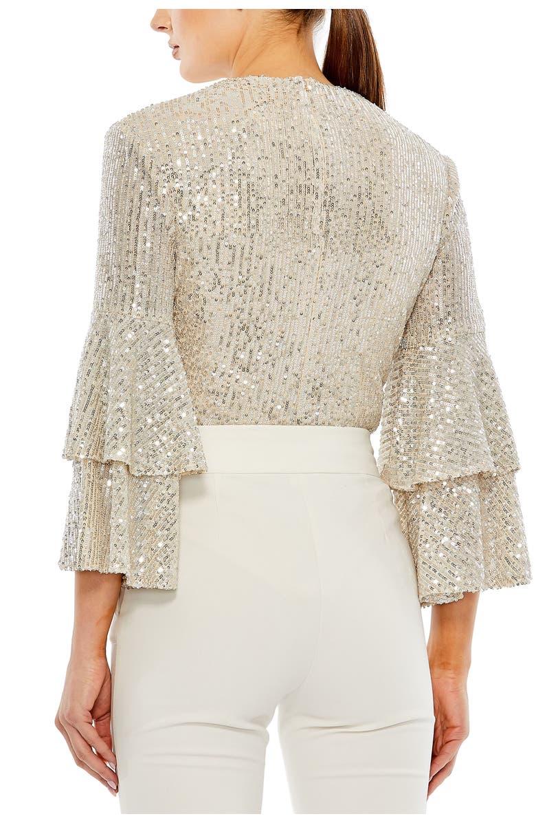Ruffle 3/4 Sleeve Sequin Bodysuit
