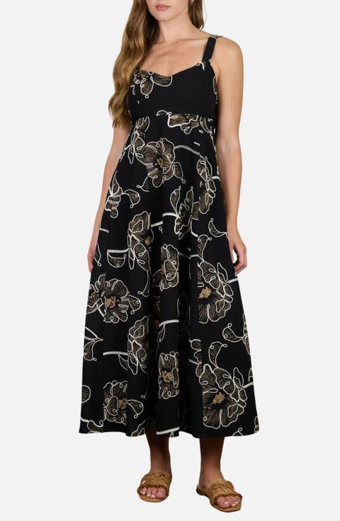 Floral Embroidered Sleeveless Maxi Dress