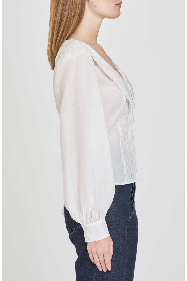 Cynthia Pintuck Pleat Lace Detail Cotton Button-Up Shirt, Alternate, color, IVORY