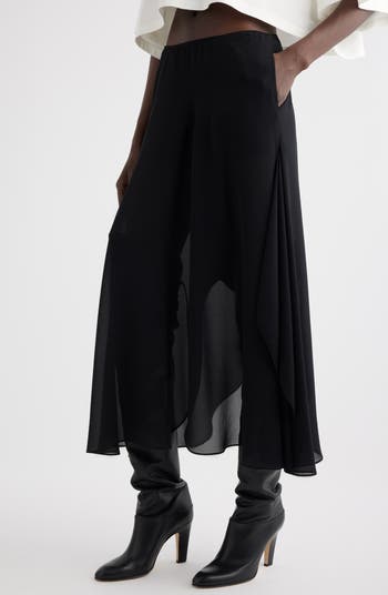 【LOULOUSEOUL】Chloe See Through Skirt (Black) Chloé Sheer Silk Georgette Maxi Skirt | Nordstrom