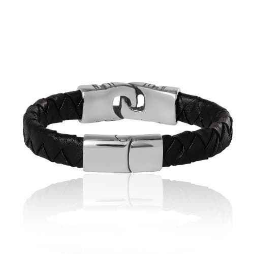 Lucky Brand Black Woven Leather Bracelet In Black