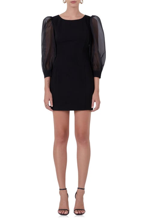 Organza Balloon Sleeve Minidress