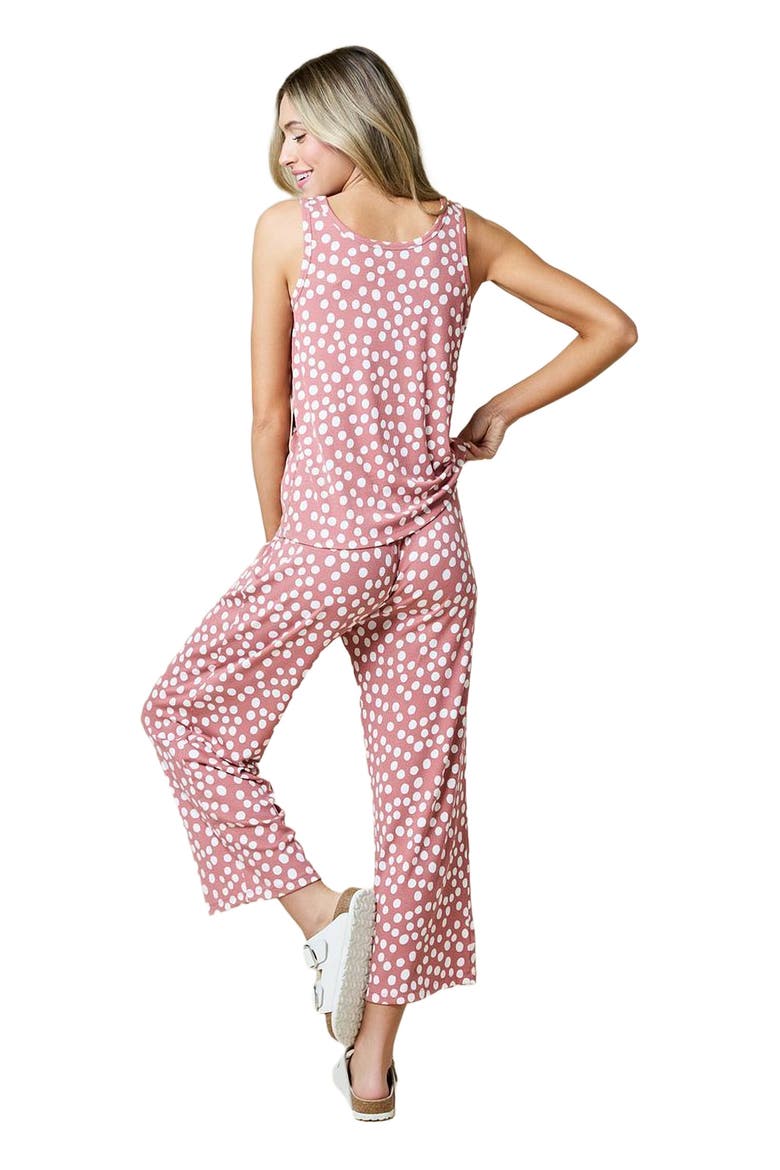 Ella - Scoop Tank with Capri Pant Sleepwear Set, Alternate, color, Copper Rose Dot