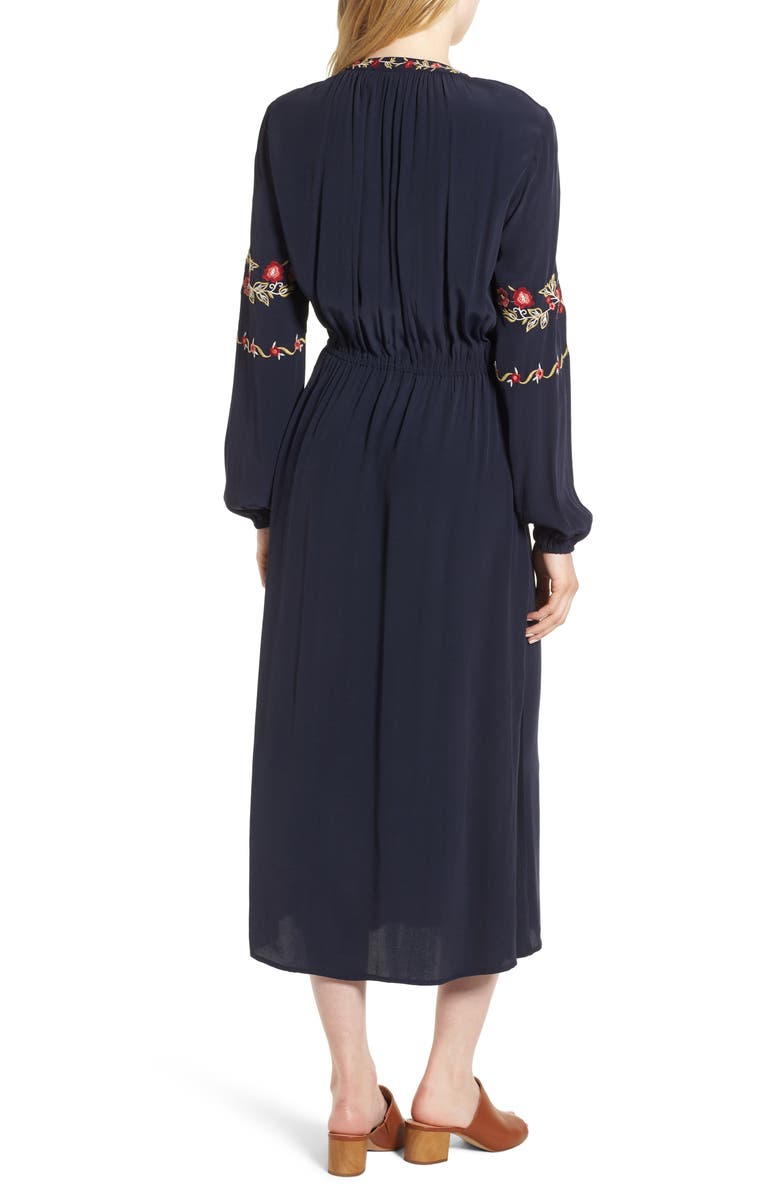 Hinge Embroidered Midi Dress, Alternate, color,