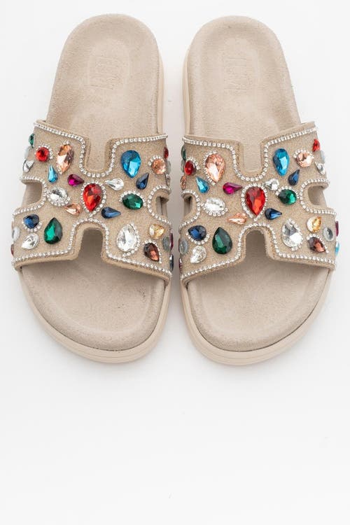 Forever & Always Shoes Denilla Leather Embellished Slide Sandal