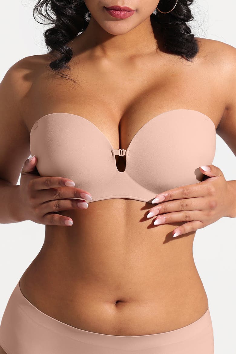 Convertible Seamless Non-Slip Push-Up Strapless Bra, Alternate, color, Nude pink