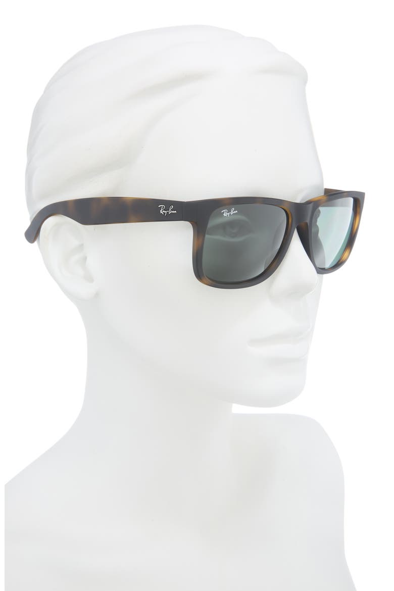 Justin 54mm Square Sunglasses, Alternate, color, RUBBER HAVANA / DARK GREEN
