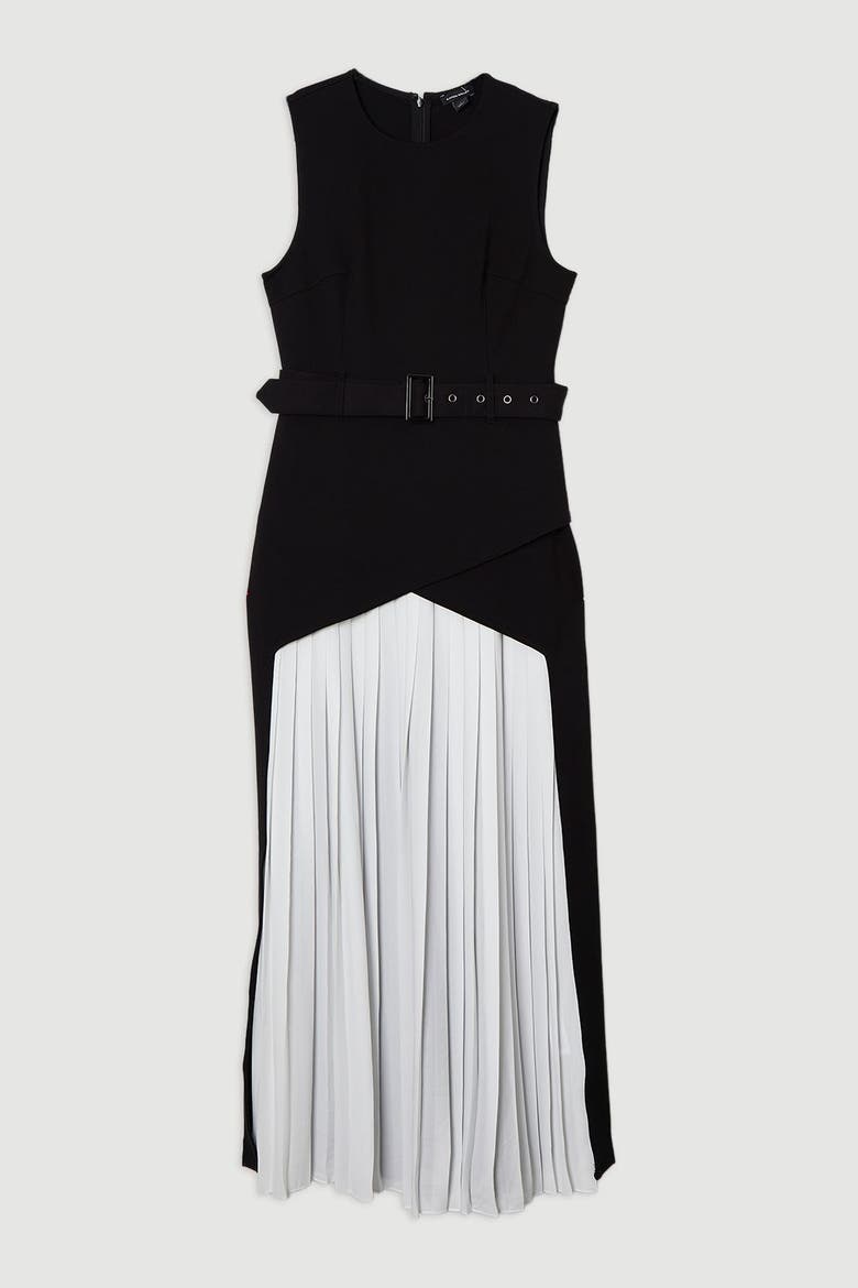 Jersey Pleated Maxi Dress, Alternate, color, Mono