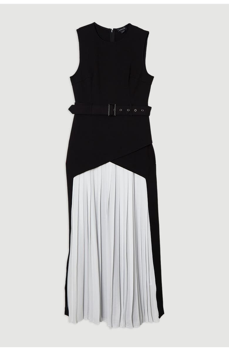 Karen Millen Jersey Pleated Maxi Dress, Alternate, color, Mono