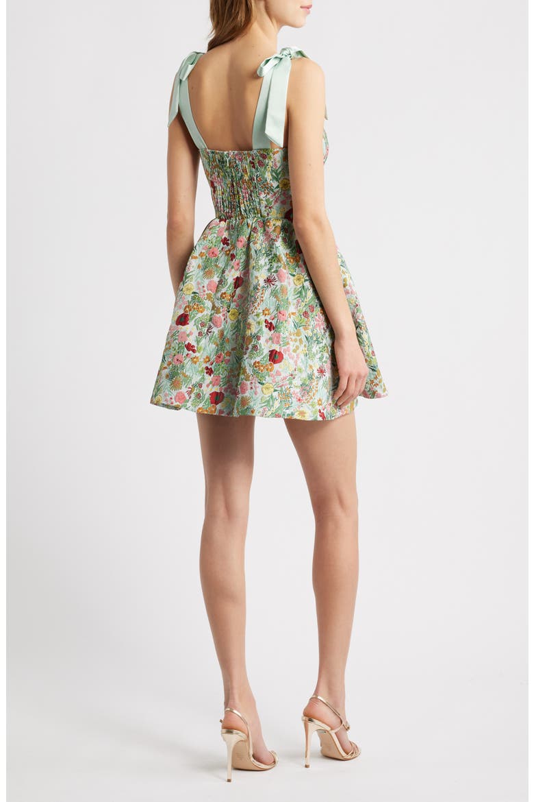 Natalie Brocade Cocktail Minidress, Alternate, color, GREEN MULTI FLORAL