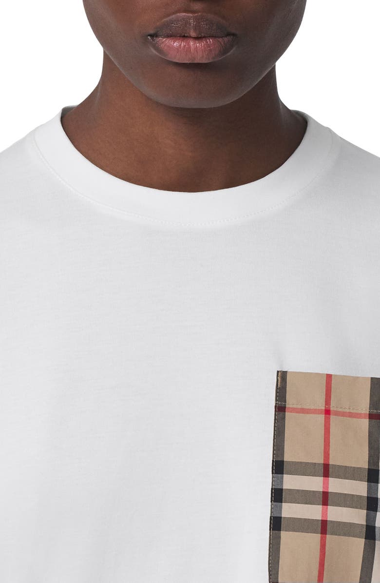 Burberry Irem Check Pocket Oversize Cotton T-Shirt, Alternate, color, 