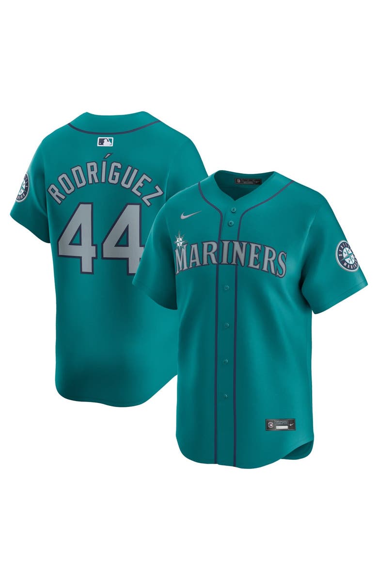 Nike Men's Nike Julio Rodríguez Aqua Seattle Mariners Alternate Limited Player Jersey, Main, color, 
