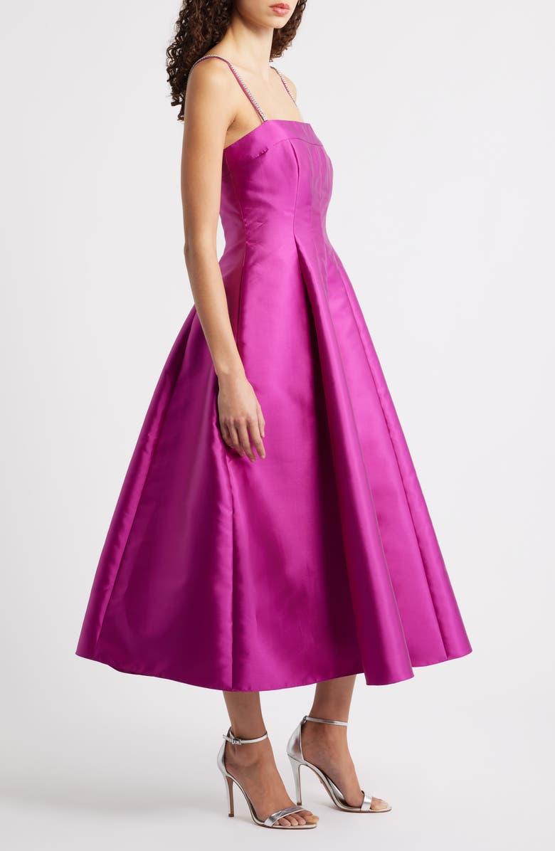 Eliza J Rhinestone Strap Princess Seam Cocktail Midi Dress, Alternate, color,