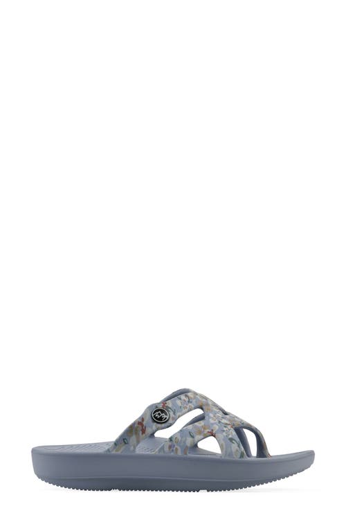 Cliffs By White Mountain Rip Foam Slide Sandal In Light Blue Floral Print