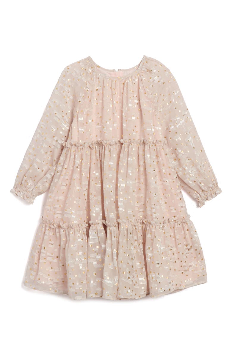Pippa & Julie Kids' Star Print Long Sleeve Dress, Alternate, color, Pink