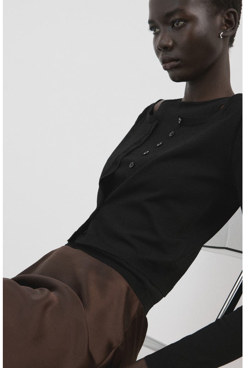 Combined Cardigan, Alternate, color, BLACK