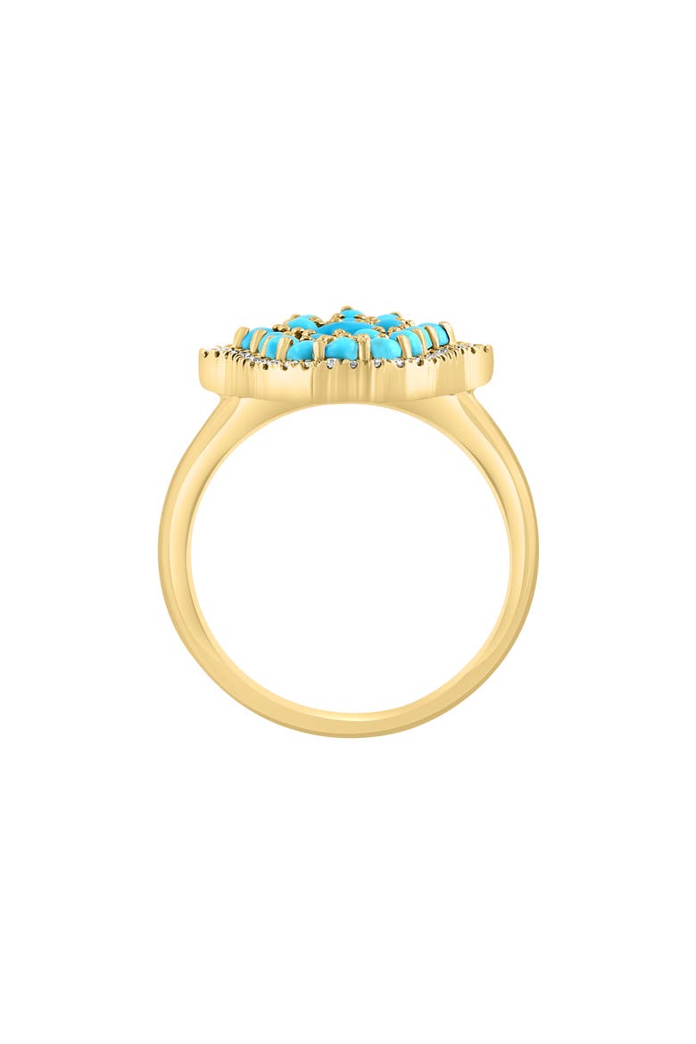 14K Yellow Gold Hamsa Hand Turquoise & Diamond Ring, Alternate, color, BLUE