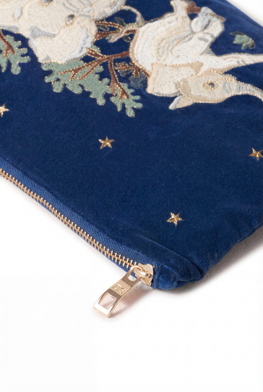 Elizabeth Scarlett Baby Elephant Conservation Velvet Everyday Pouch, Alternate, color, Navy