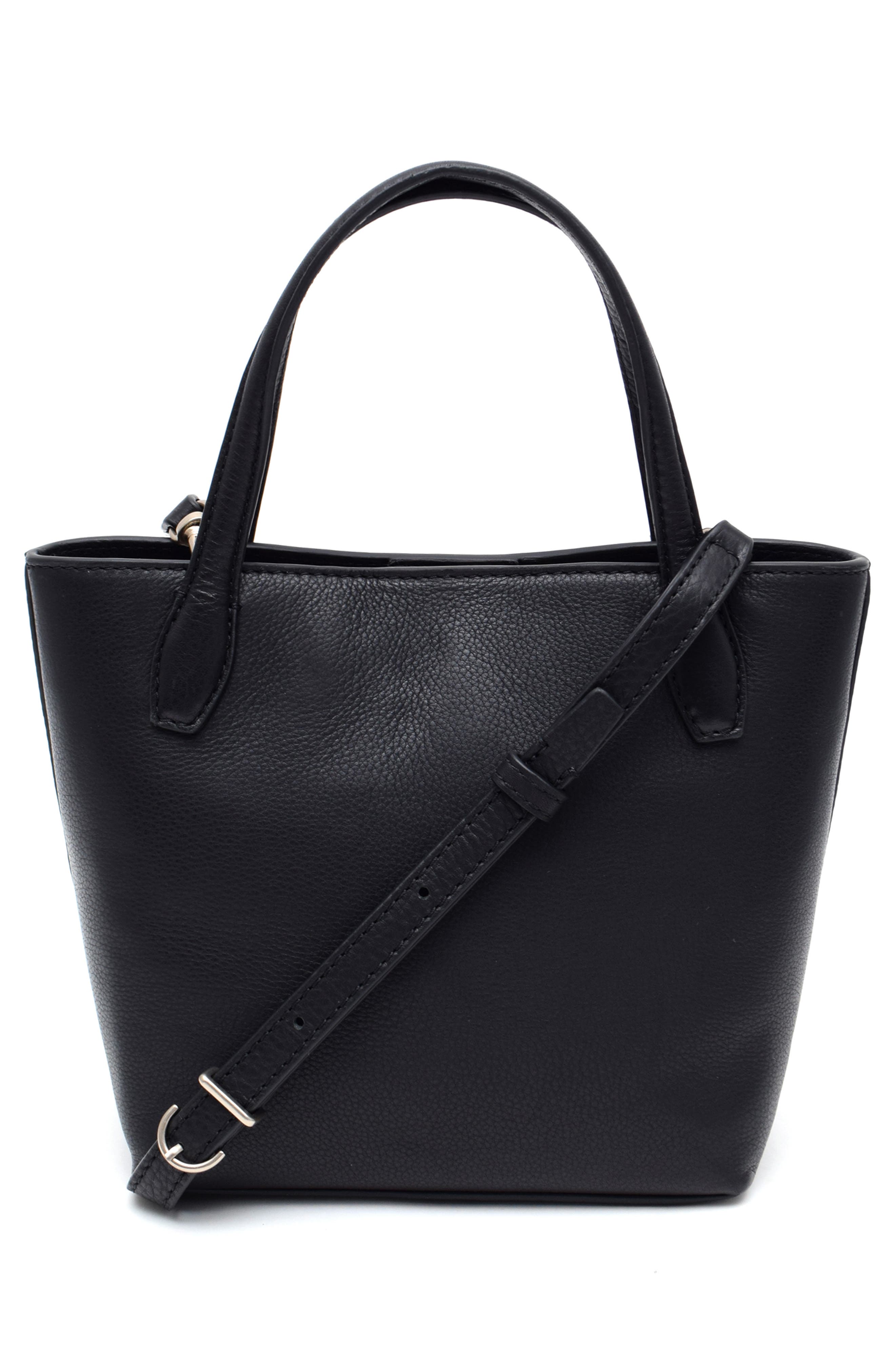 Asher Leather Tote Crossbody, Alternate, color, BLACK