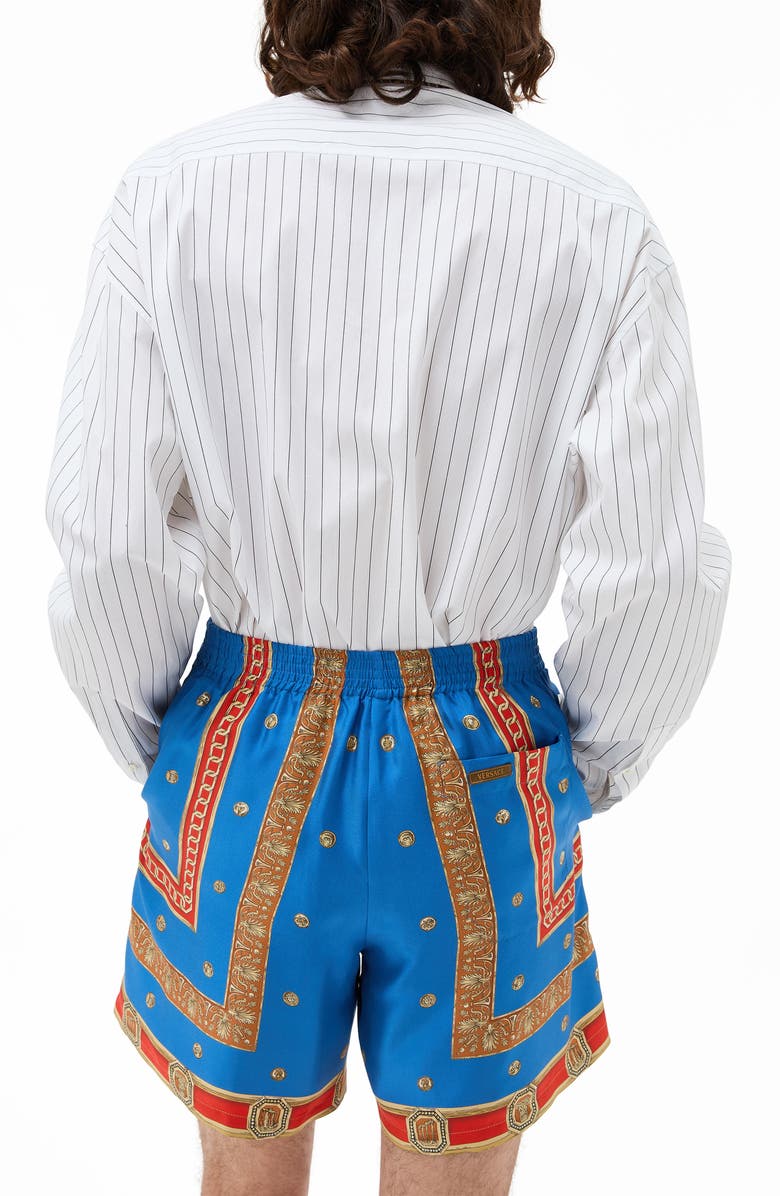 Versace First Line Loose Fit Stripe Cotton Poplin Button-Up Shirt, Alternate, color, Off White Black