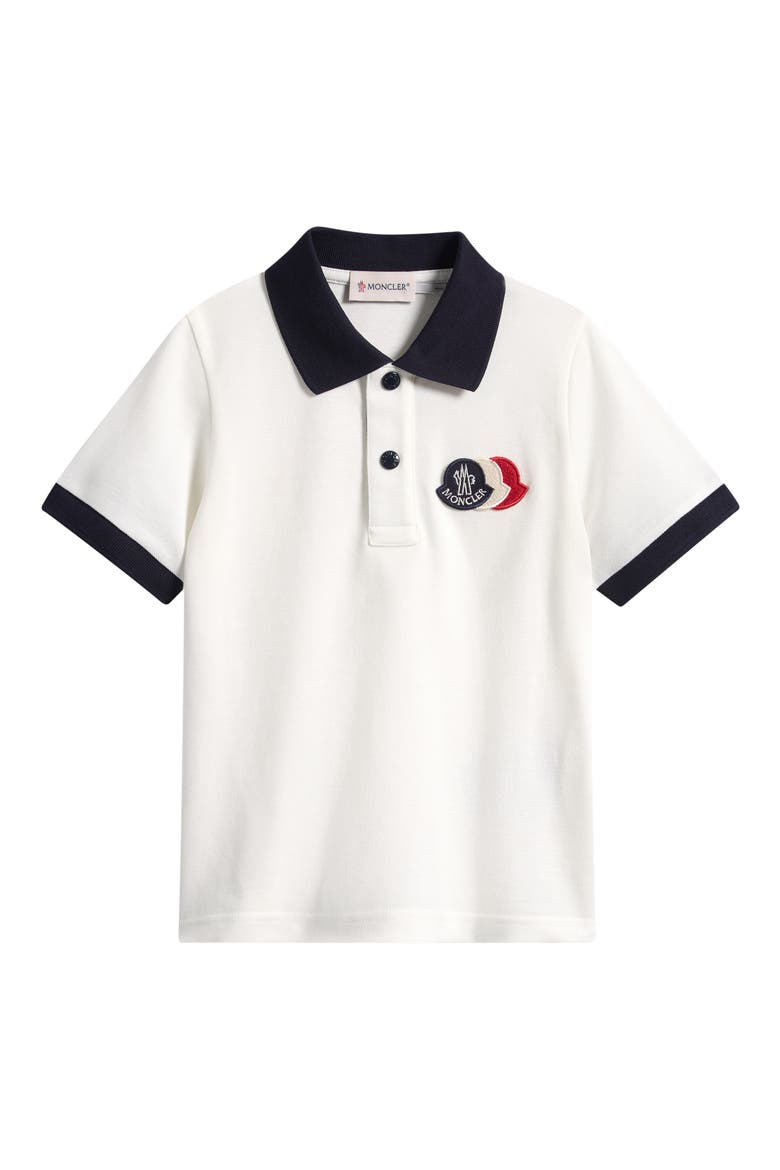 Kids' Tipped Cotton Piqué Polo, Main, color, WHITE