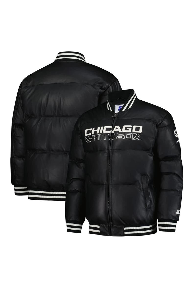 Men's Starter Black Chicago White Sox Full-Zip Leather Jacket, Alternate, color, Black
