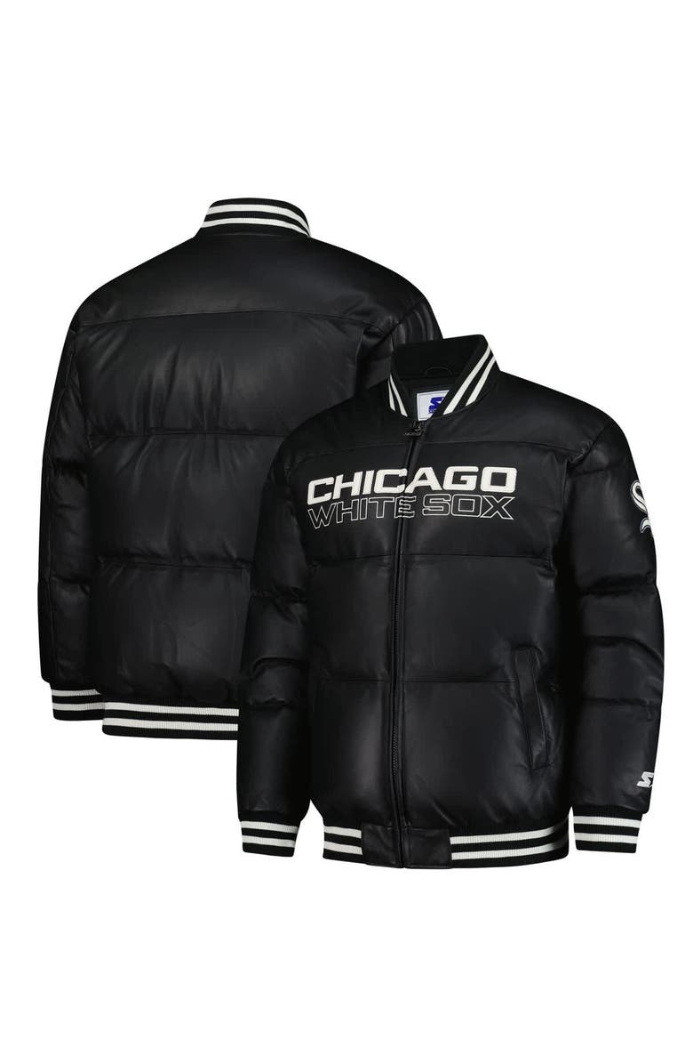 STARTER Men's Starter Black Chicago White Sox Full-Zip Leather Jacket, Alternate, color, Black