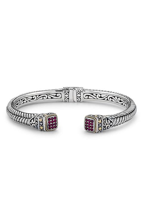 Woven Pavé Tipped Bangle