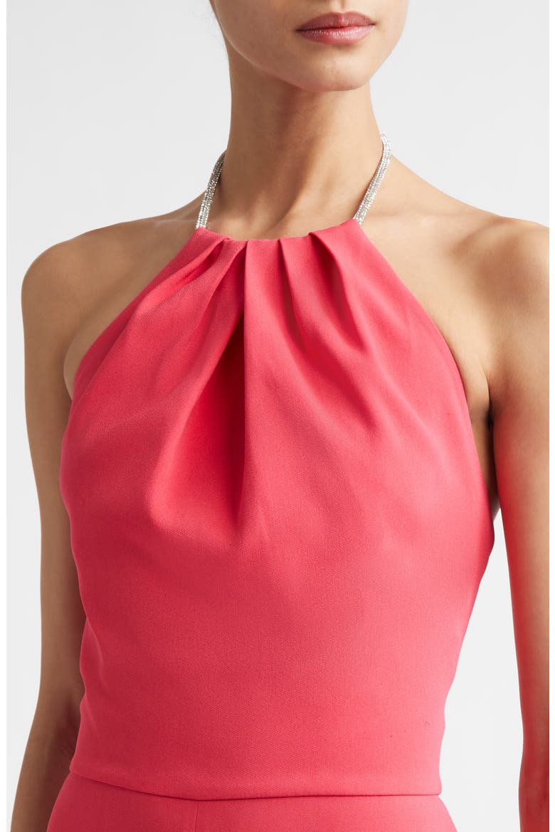 Fluid Stretch Crepe Halter Neck Gown, Alternate, color, CHERRY PINK