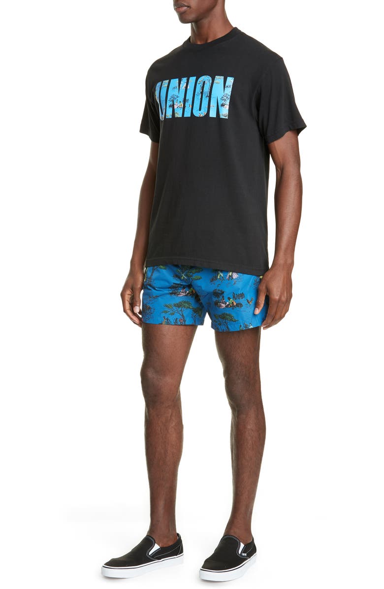 Union Los Angeles Sheila Bridges Harlem Toile Swim Trunks, Alternate, color, 