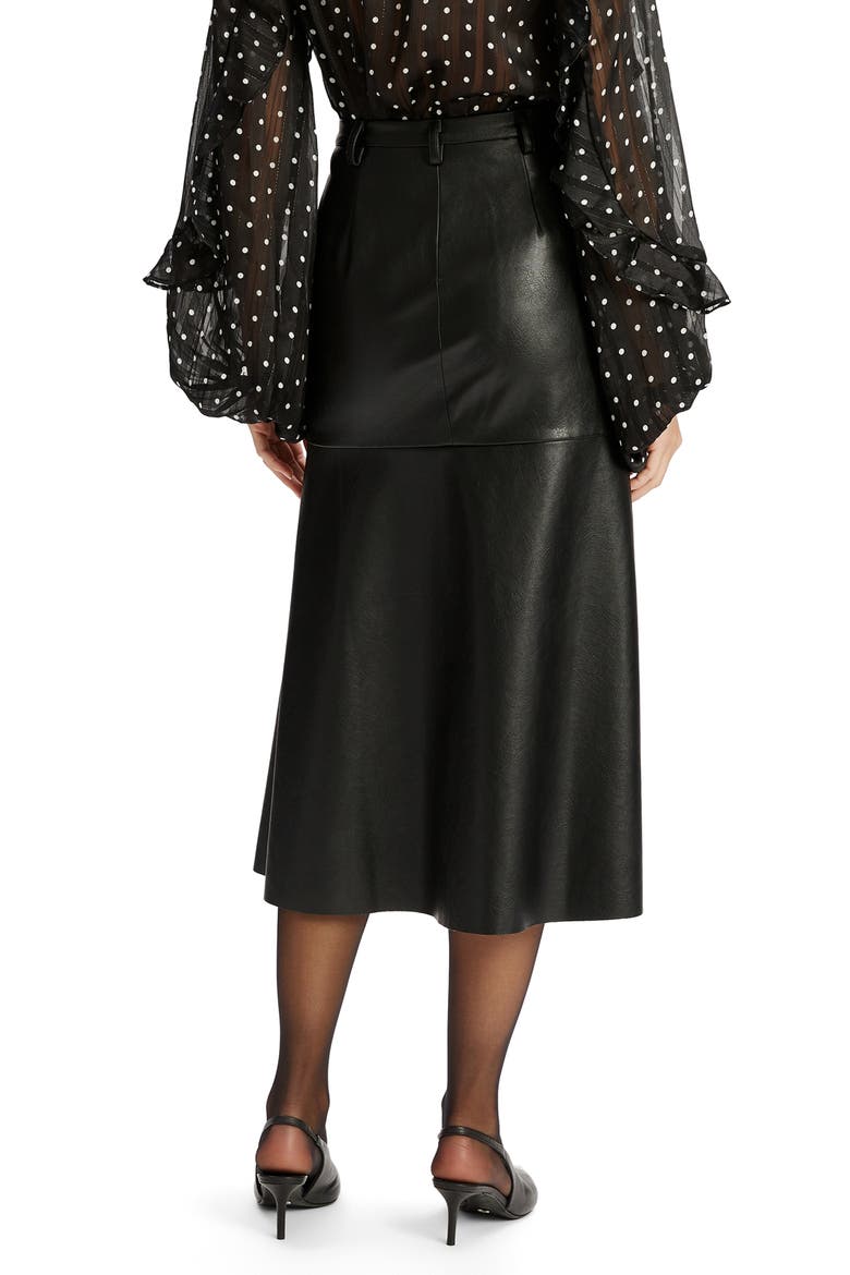 Kindra Faux Leather Midi Skirt, Alternate, color, BLACK
