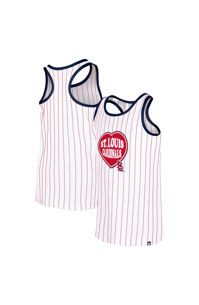 New Era Girls Youth New Era White St. Louis Cardinals Pinstripe Tank Top, Main, color, 