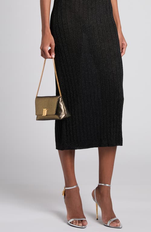 Tom Ford Mini Nobile Hammered Lamé Clutch In Gold