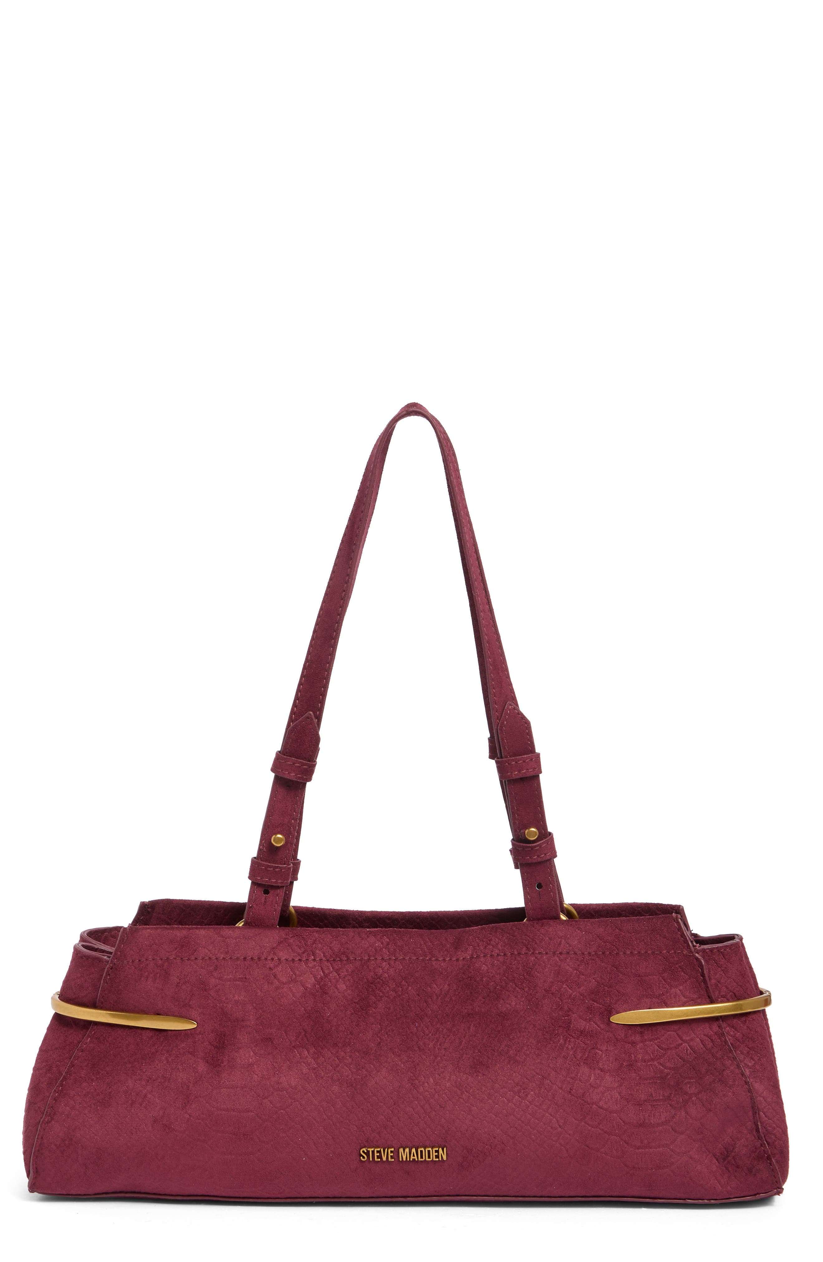 Bcolby Croc Embossed Faux Suede Shoulder Bag, Main, color, BLOODSTONE CROCO EMBOSS SUEDE