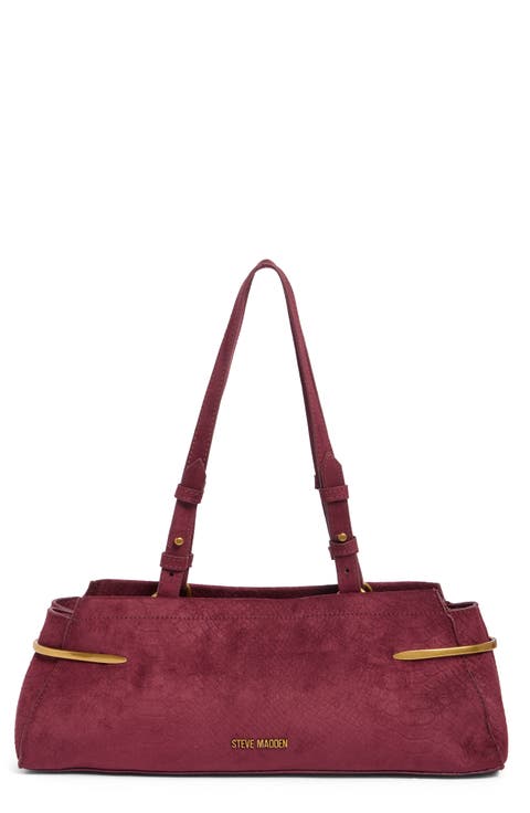 Bcolby Croc Embossed Faux Suede Shoulder Bag
