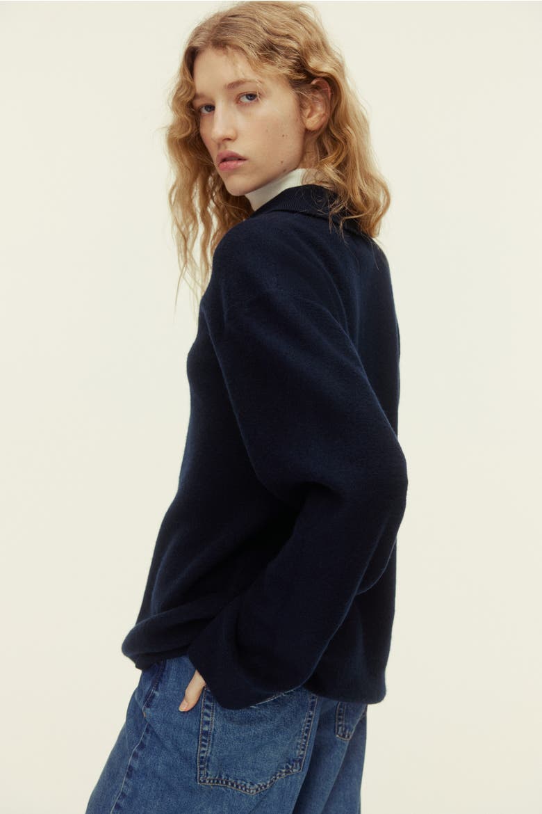 Wool Polo Jumper, Alternate, color, Navy blue