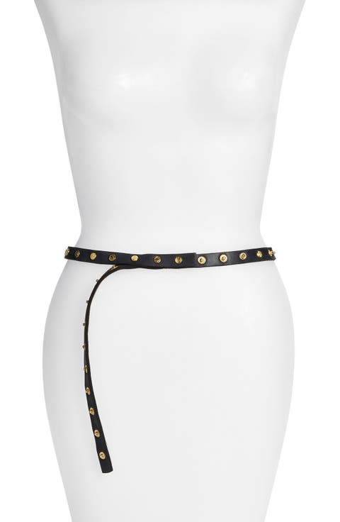 'Cala' Studded Skinny Leather Belt