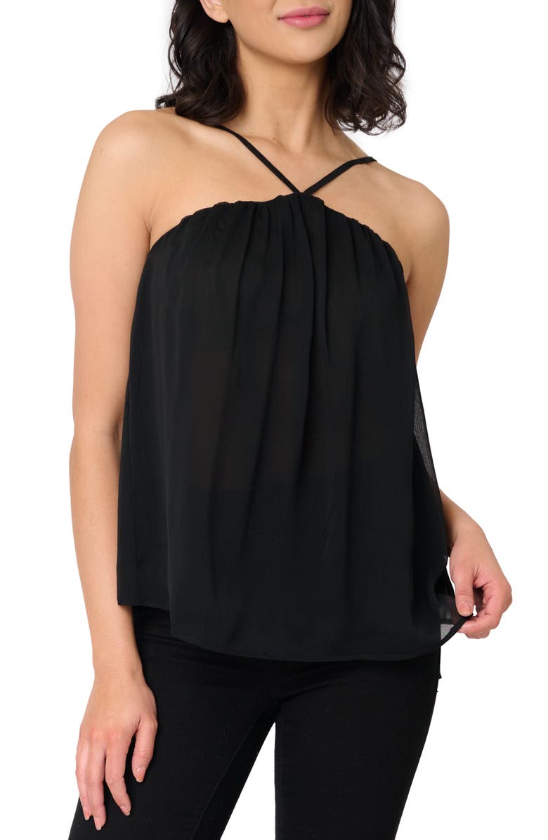 GIBSONLOOK Halter Neck Chiffon Tank Top, Main, color, Black