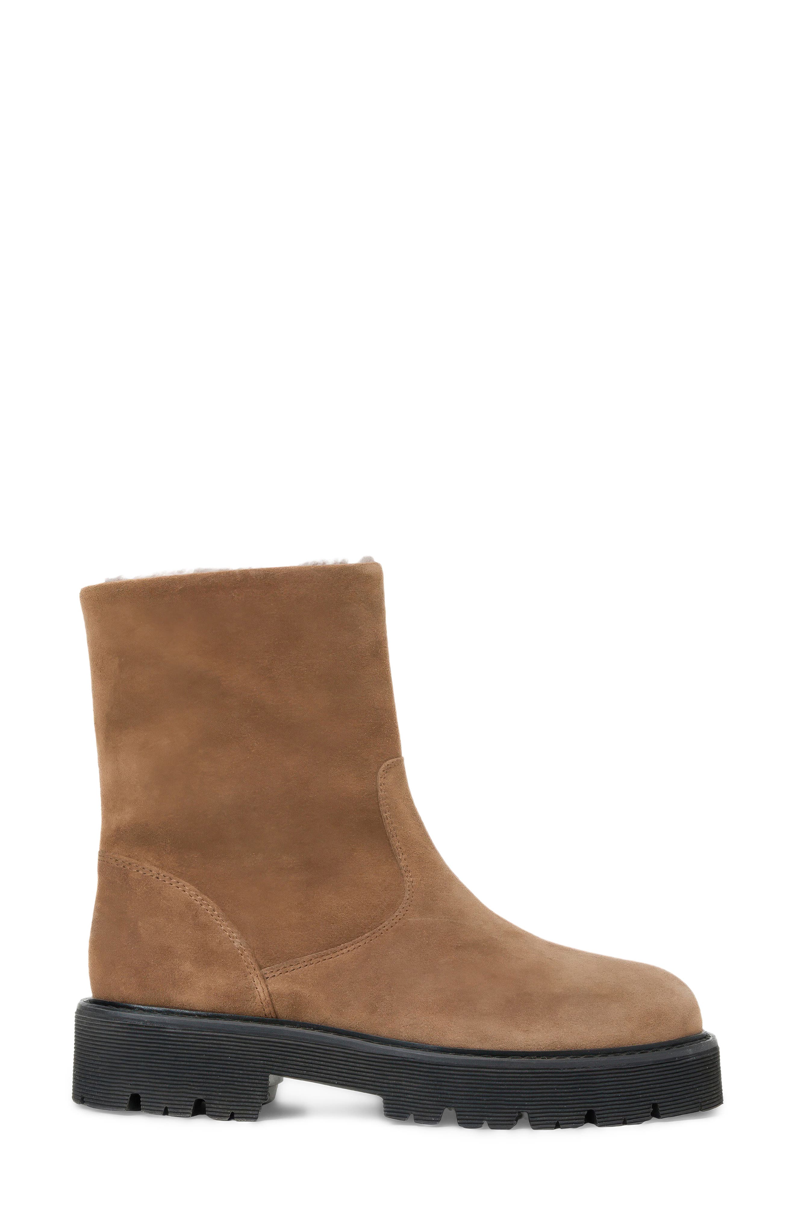 Eloise Genuine Shearling Lined Weatherproof Bootie, Alternate, color, AMERETTO SUEDE