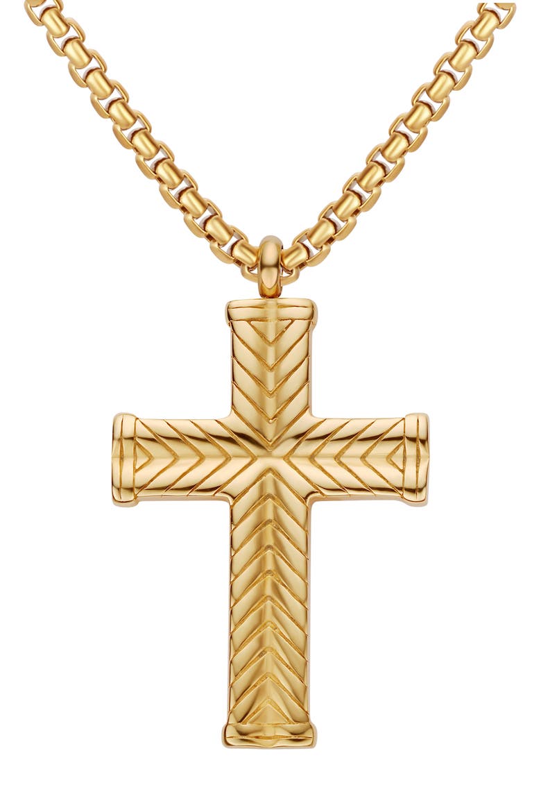 Chevron Cross Pendant Necklace, Main, color, GOLD