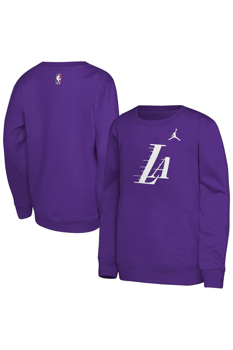 Youth Jordan Brand Purple Los Angeles Lakers Courtside Statement Edition Sweatshirt, Main, color, Purple